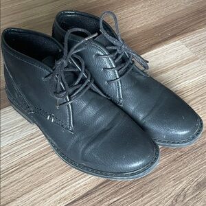 Black Faux Leather Boys Dress Shoes